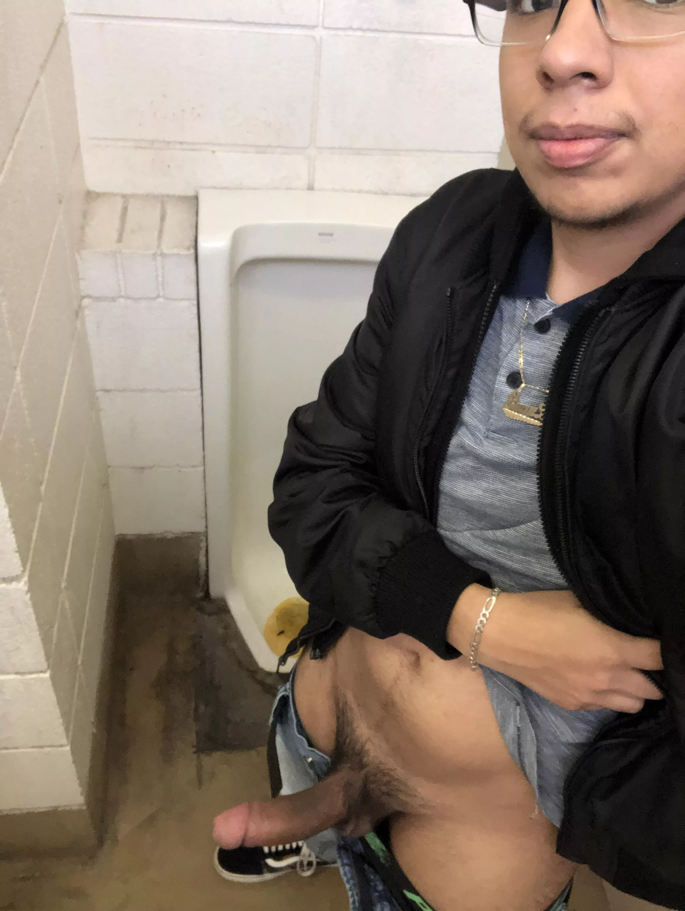 In a public bathroom