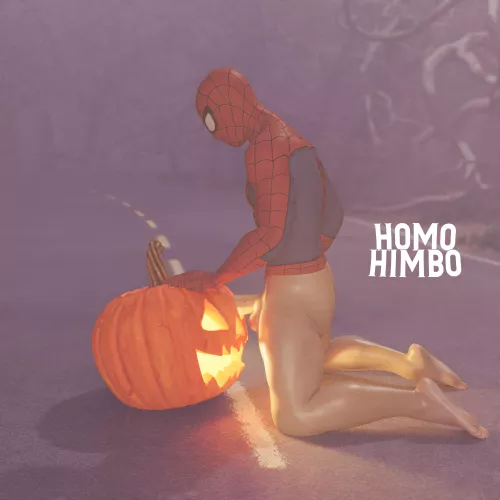 Spiderman skull fucking a jack-o-lantern~ (@homohimbo on Twitter to support! 🥺)