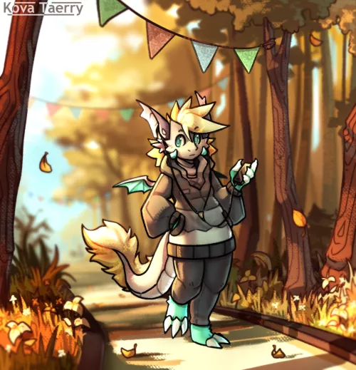 [Art by me] Walking down an autumn pathway...