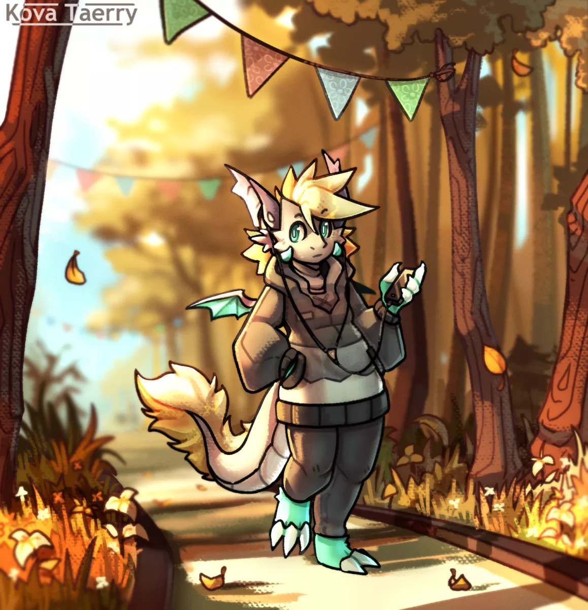[Art by me] Walking down an autumn pathway...