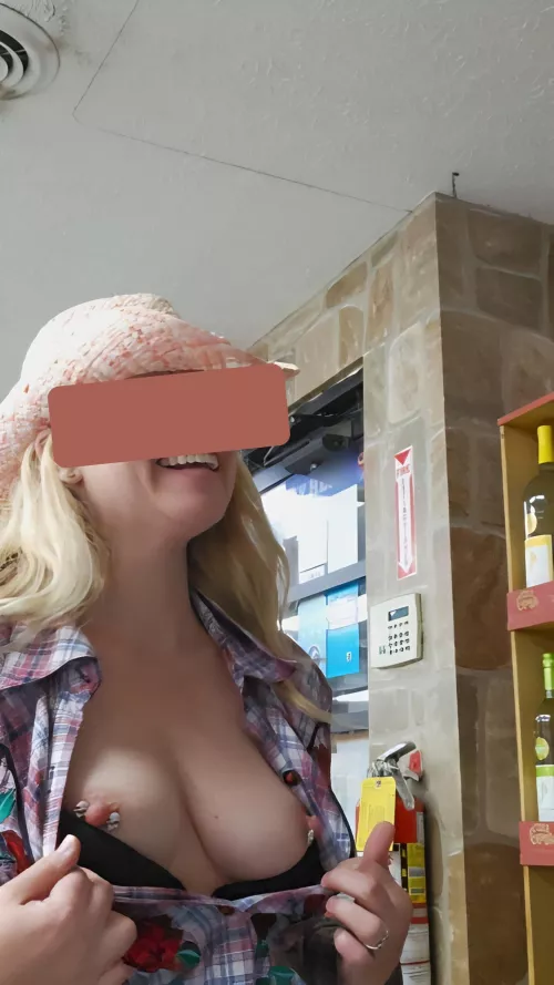 flashed the store clerk