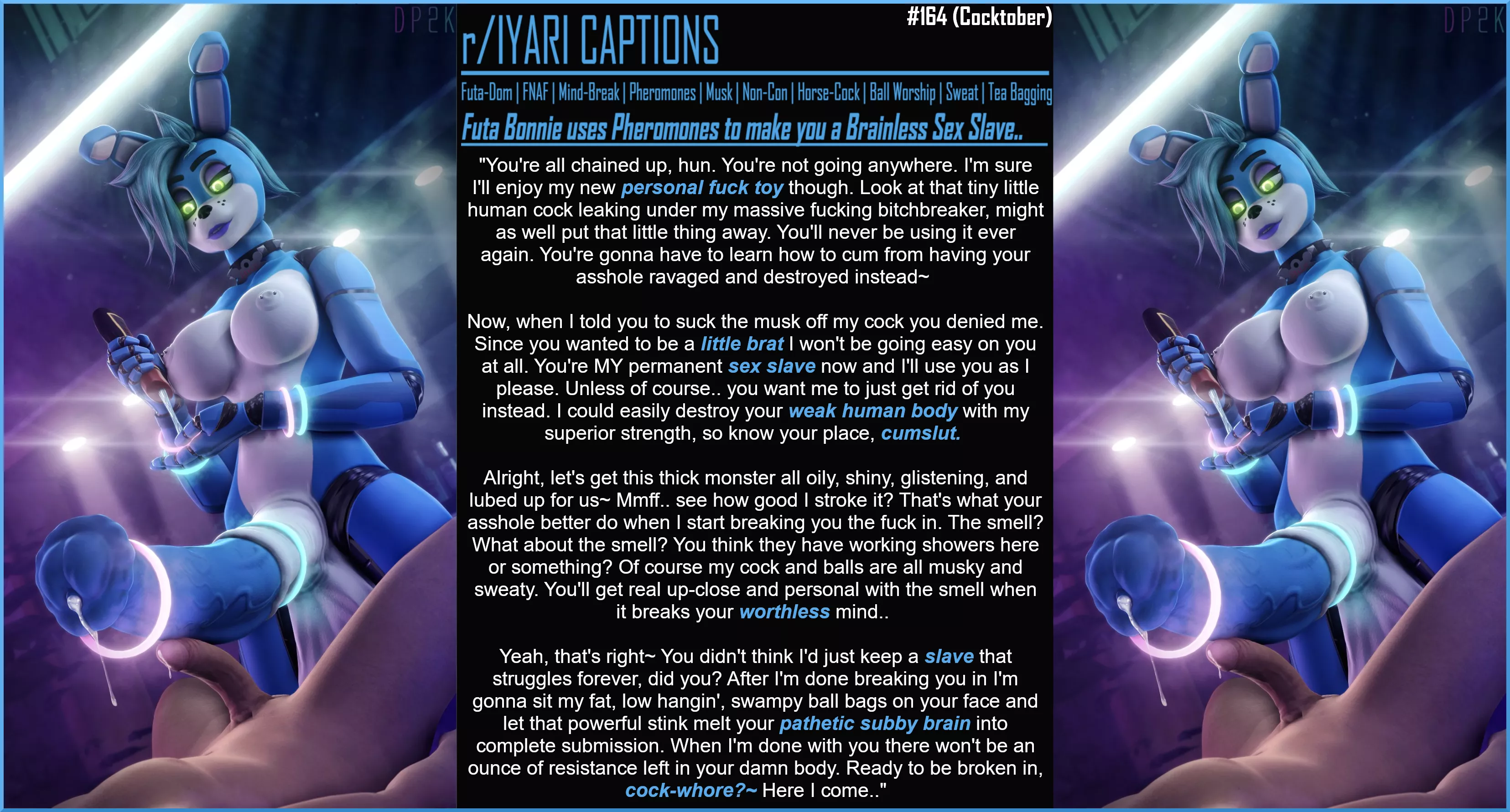 Futa Bonnie uses Pheromones to make you a Brainless Sex Slave. [Futa Dom] [FNAF] [Mind Break] [Pheromones] [Musk] [Non-Con] [Horse Cock] [Ball Worship] [Sweat] [Tea Bagging] [Artist: doctorpurple2000] [Cocktober] [Halloween] [IyariCaptions]