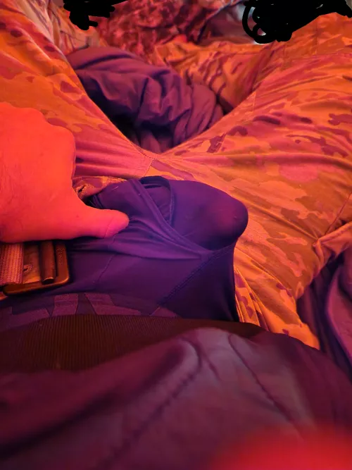 Pitching a tent in the field