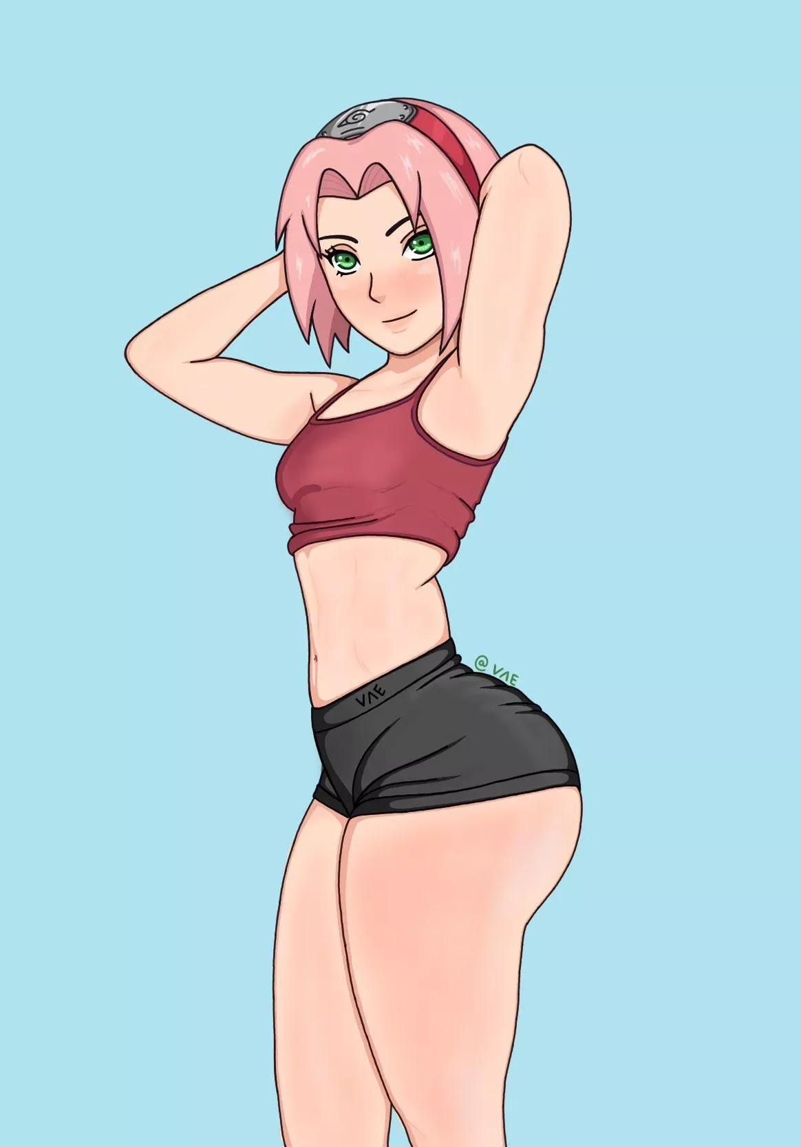 sakura in shorts