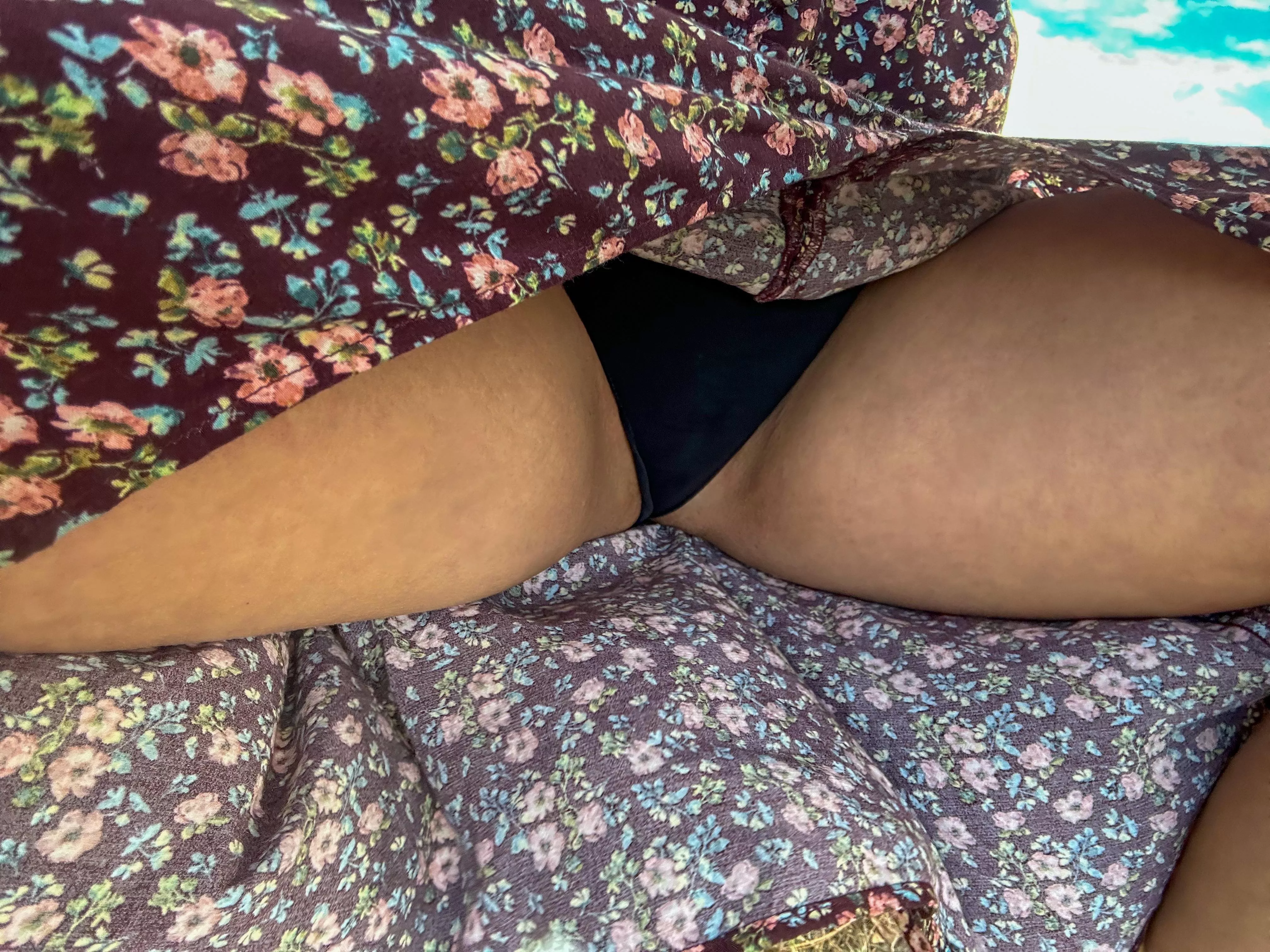 The wind kept blowing up my skirt today, giving everyone a show