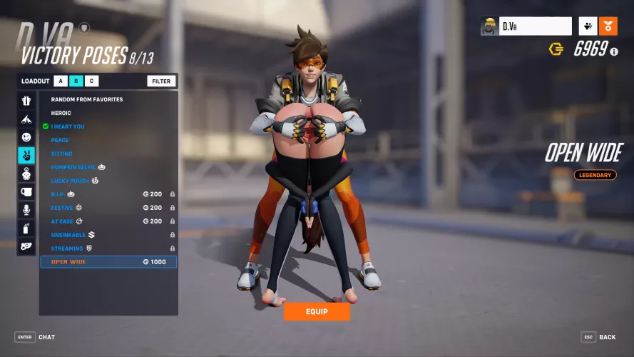 Tracer helping D.va out with a new victory pose (vellektra)