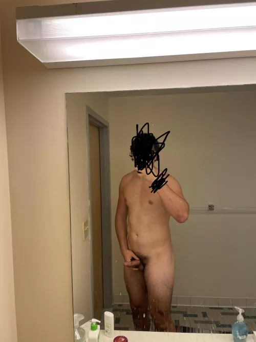 19 College- Had to take a break from the studies and slip into this public bathroom and slip out of my clothes