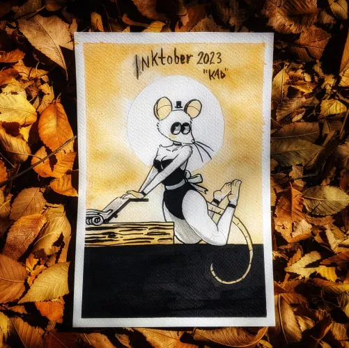 A mouse pinup I did for Inktober (oc)