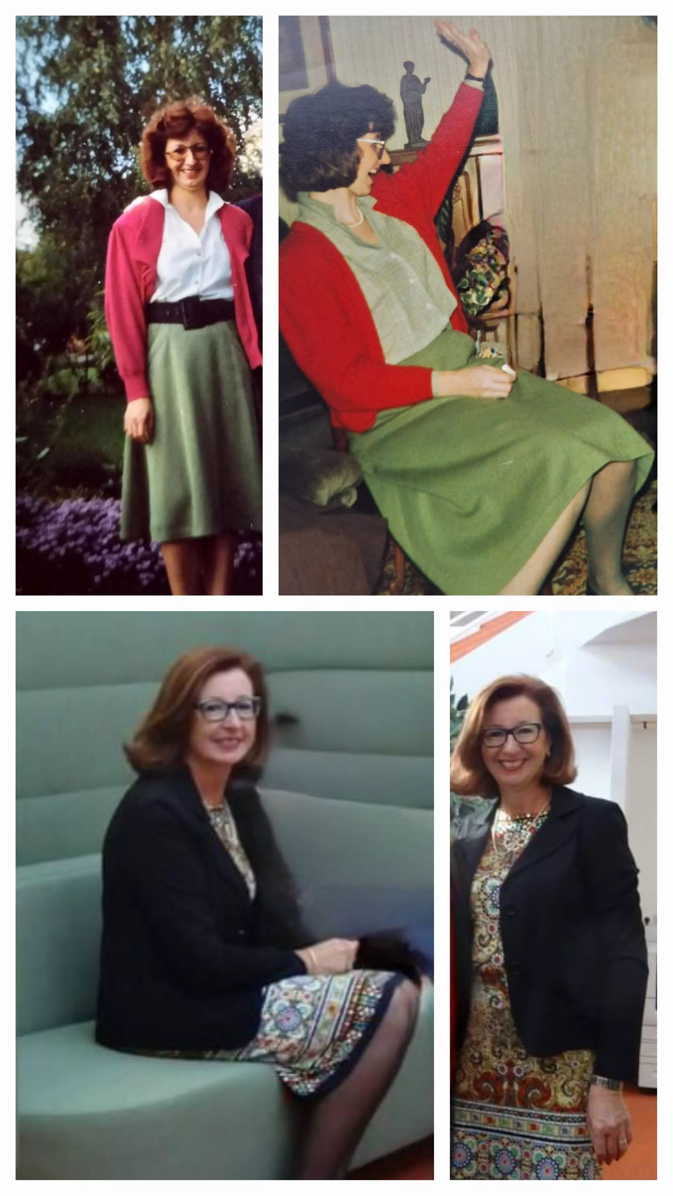 Choose , in green skirt or dress