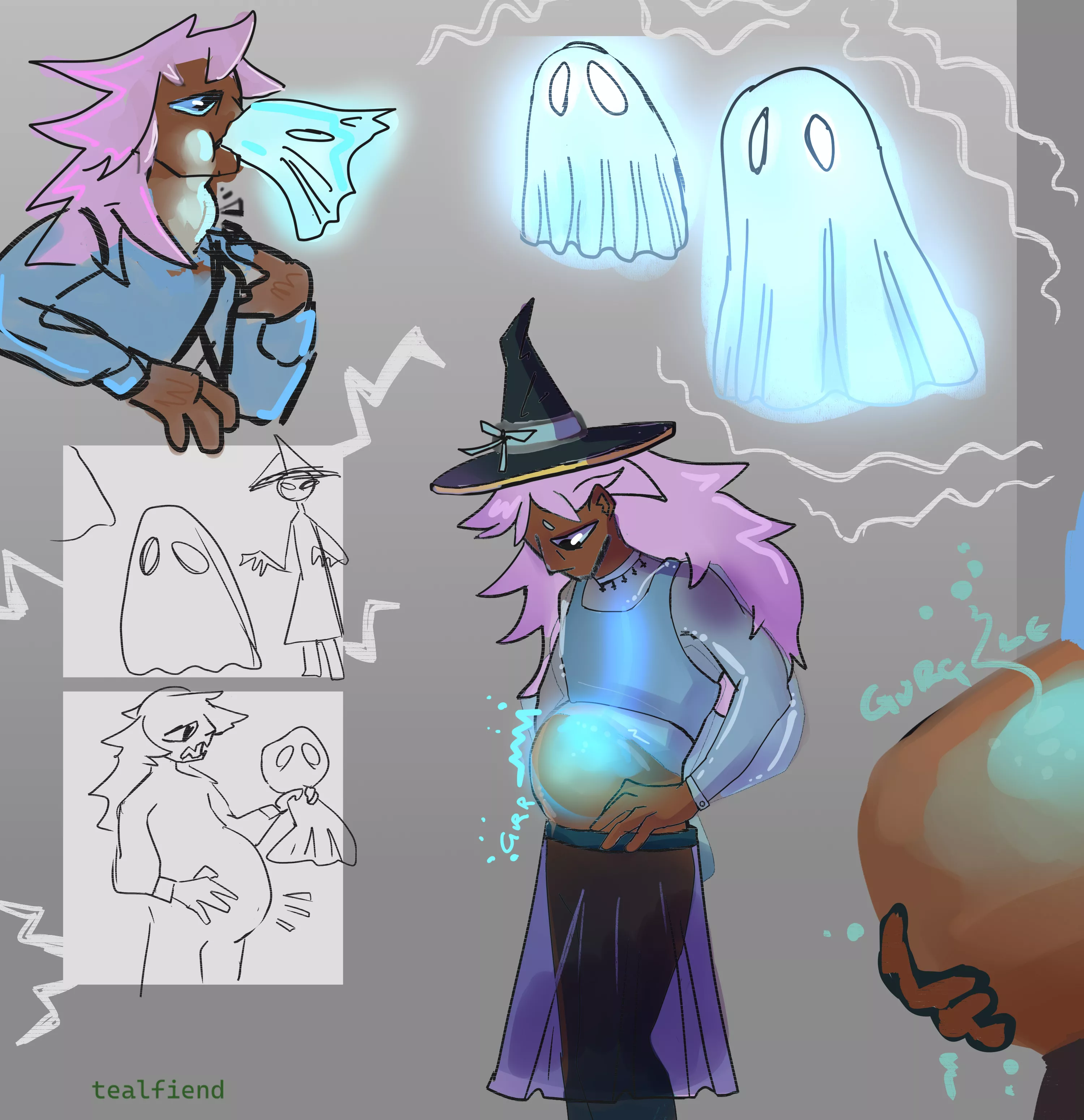 {Image} Ghost Hunting (Art by tealfiend) [multiple prey, digestion]