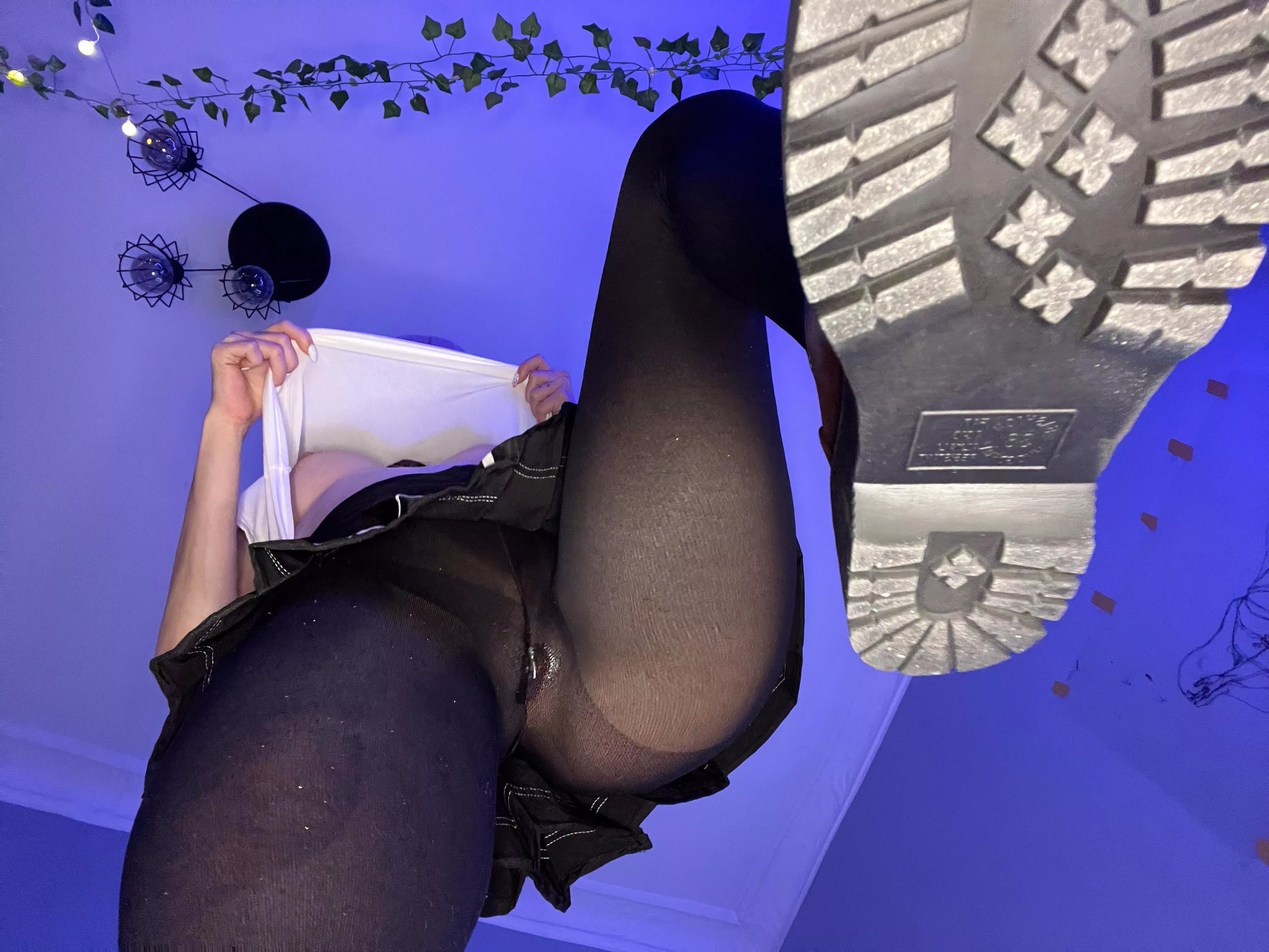 Guess why anime girl never wears panties under her black pantyhose and skirt