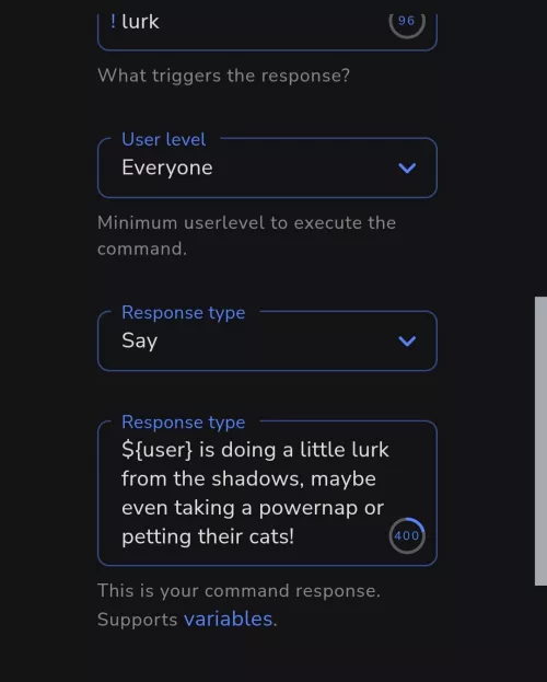 Lurk command saying the wrong name