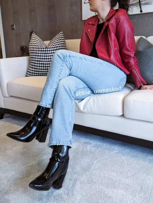 Red Leather Biker & Jeans 🖤♥️