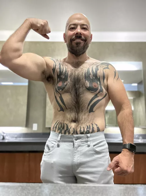 Hairy and flexing