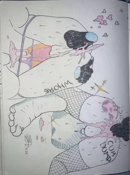 Femboy bitch being bred by fat cocks