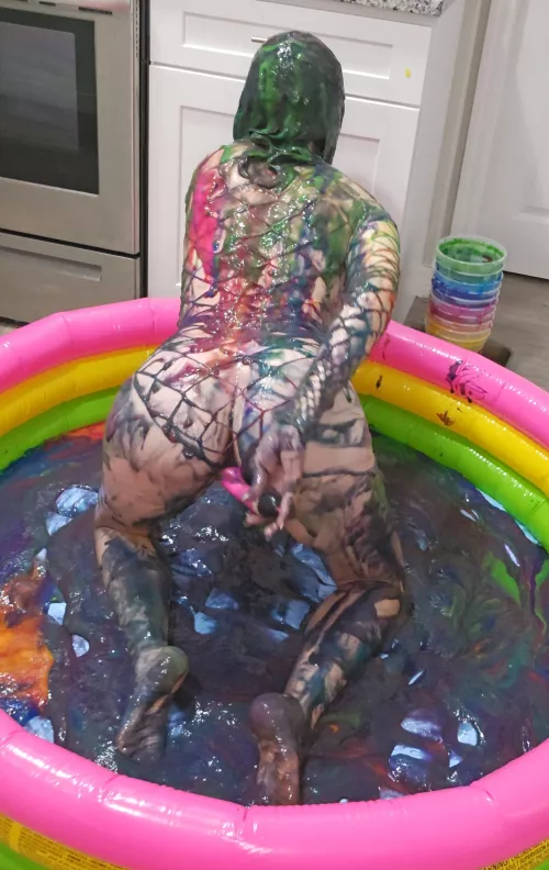 Having some fun in my rainbow slime pool [oc]