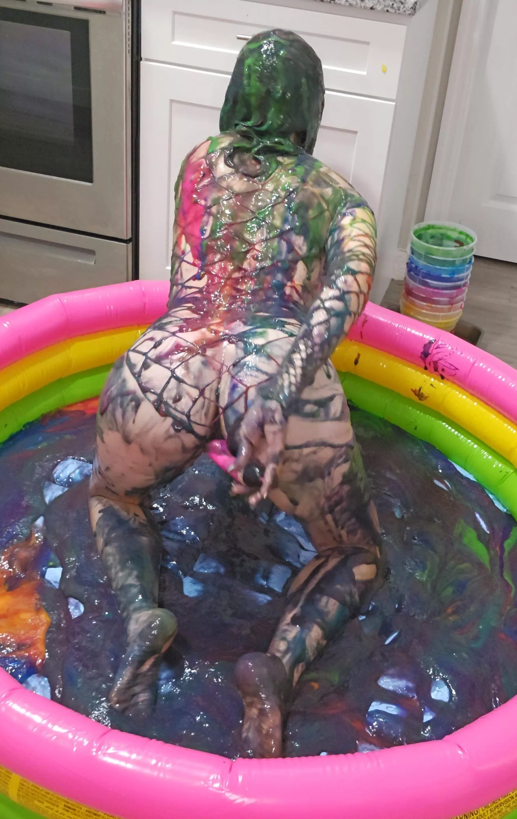 Having some fun in my rainbow slime pool [oc]
