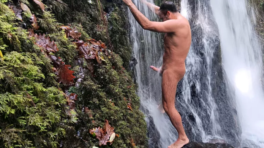 Natural shower is the best shower. Nature is so exciting... water running over bare skin