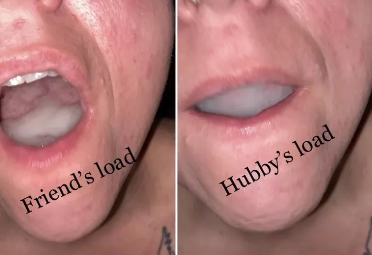 Saturday night mfm ends with 2 huge mouthfuls of cum. Hubby’s load for the win. I could barely opened my mouth to show hubby’s load. Excessive amount. My Goodness 😍🤤