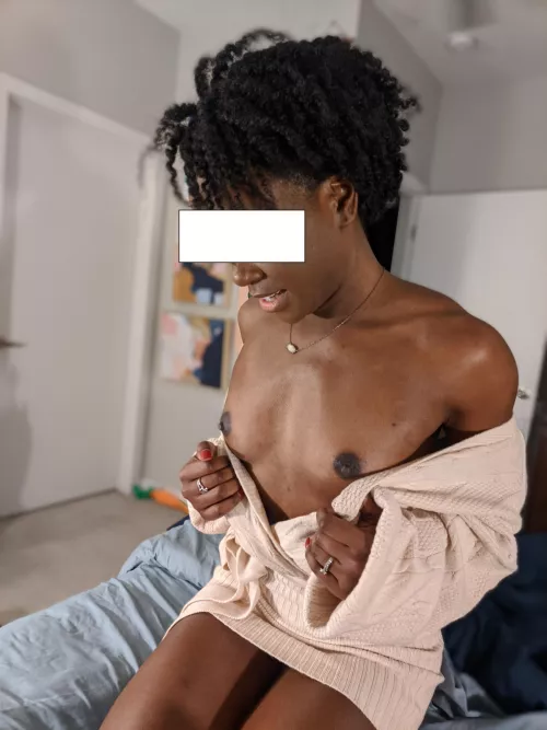 What do you think of my wife sharing her petite tits like this? She says she is shy but I don't believe her 😇