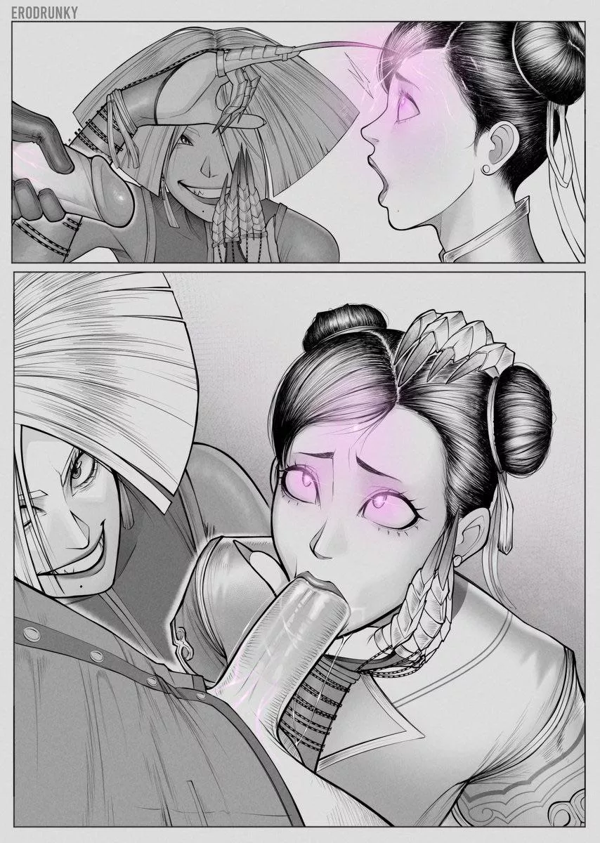 A.K.I. mind controls Chun-Li (erodrunky) [Street Fighter]