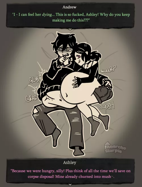 {image} Andy and Leyley: Vore Criminals (OC by anarcho slurpie) [F/?, M/F, Soft, Unwilling, Same-Size]