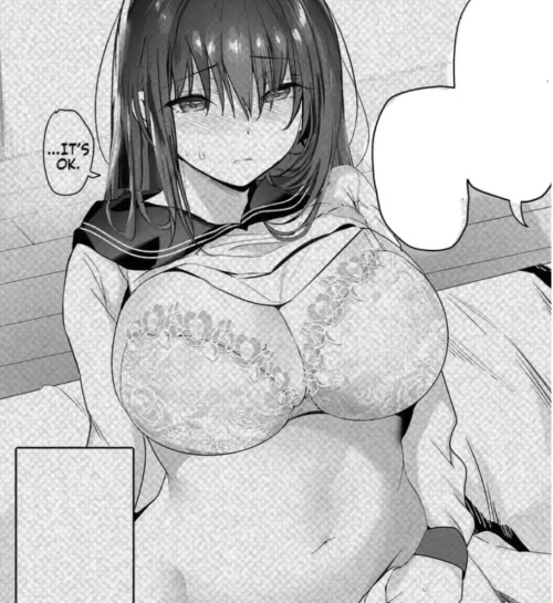 LF Mono Source: 1girl, big breasts, half naked, schoolgirl uniform(?), long hair,