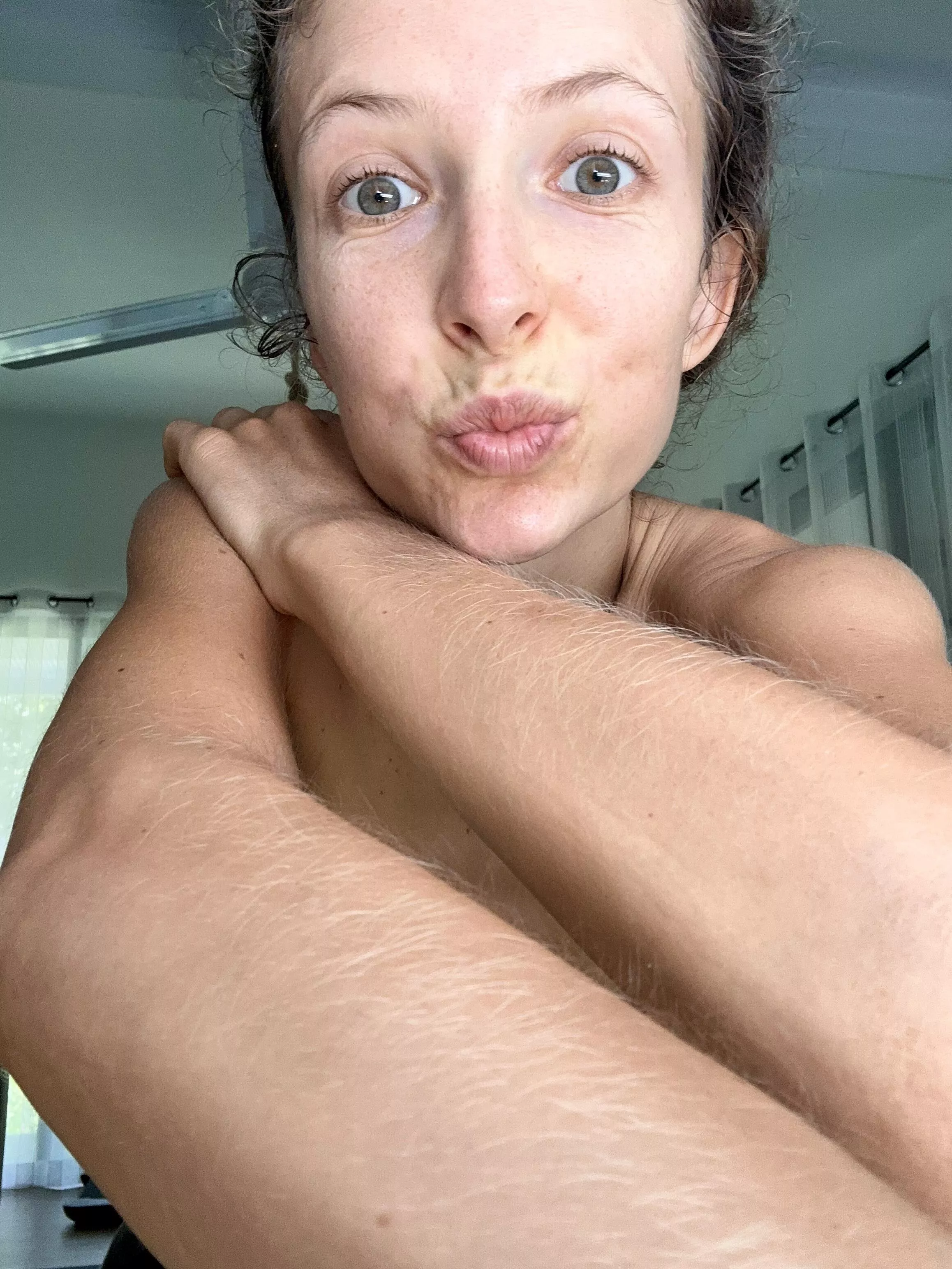 Look how long and fluffy my blonde arms are