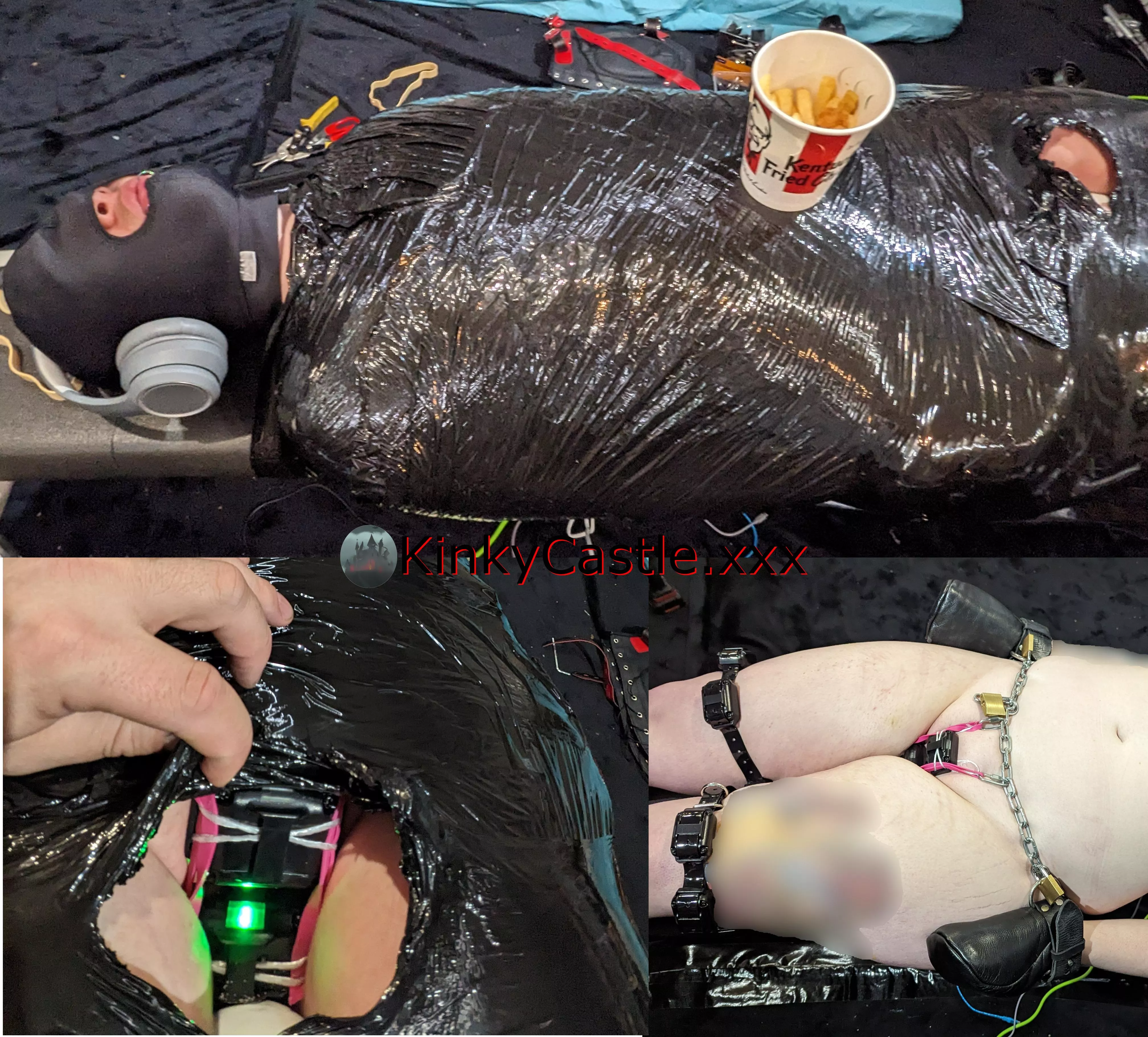 Mummified with mittens, plus with shock collars on vag and thighs [OC] [NB] [CC-SA]