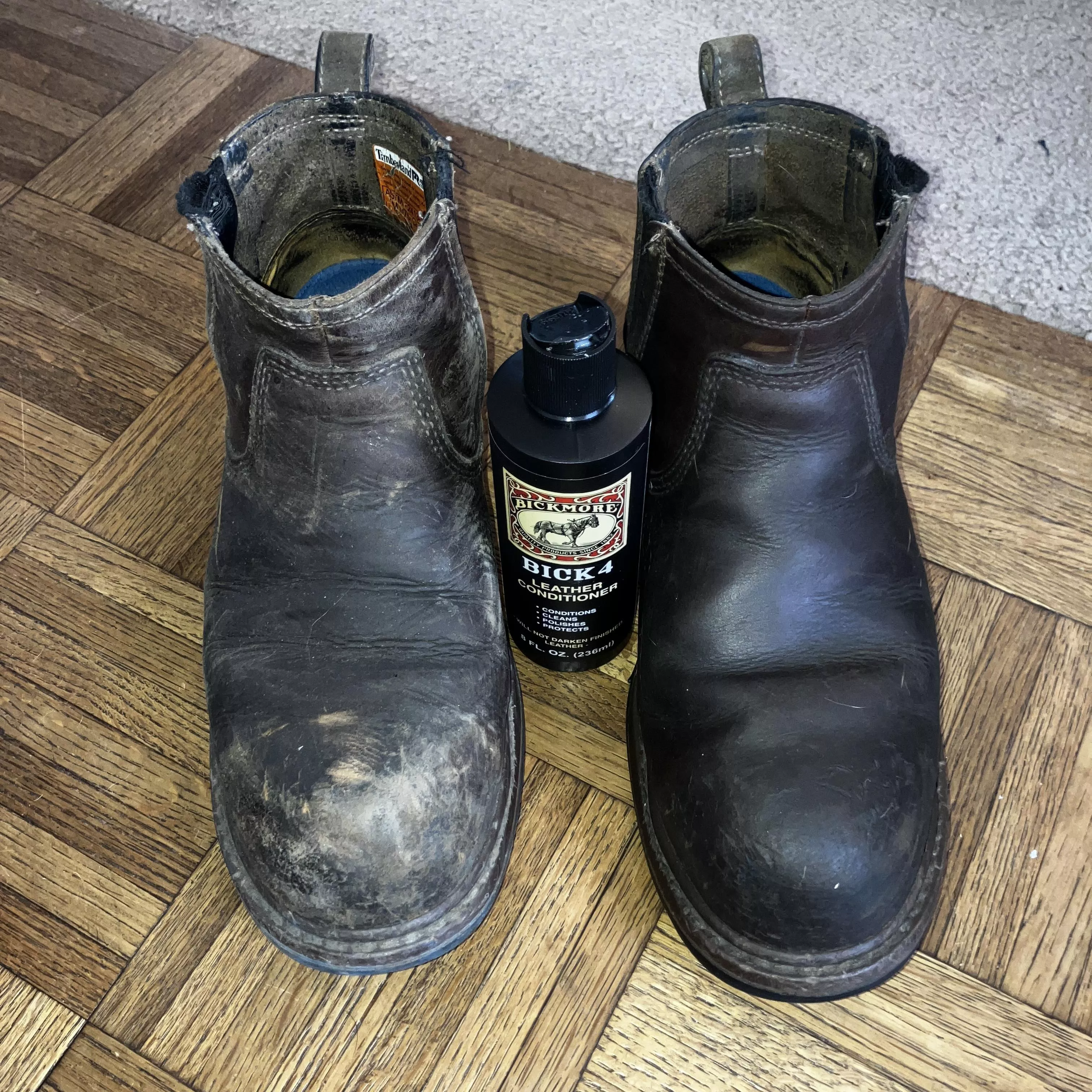 My wife’s boots were looking pretty ratty, The Boot on the right has a thin coat of Bick 4 & a light buff, this stuff is amazing!