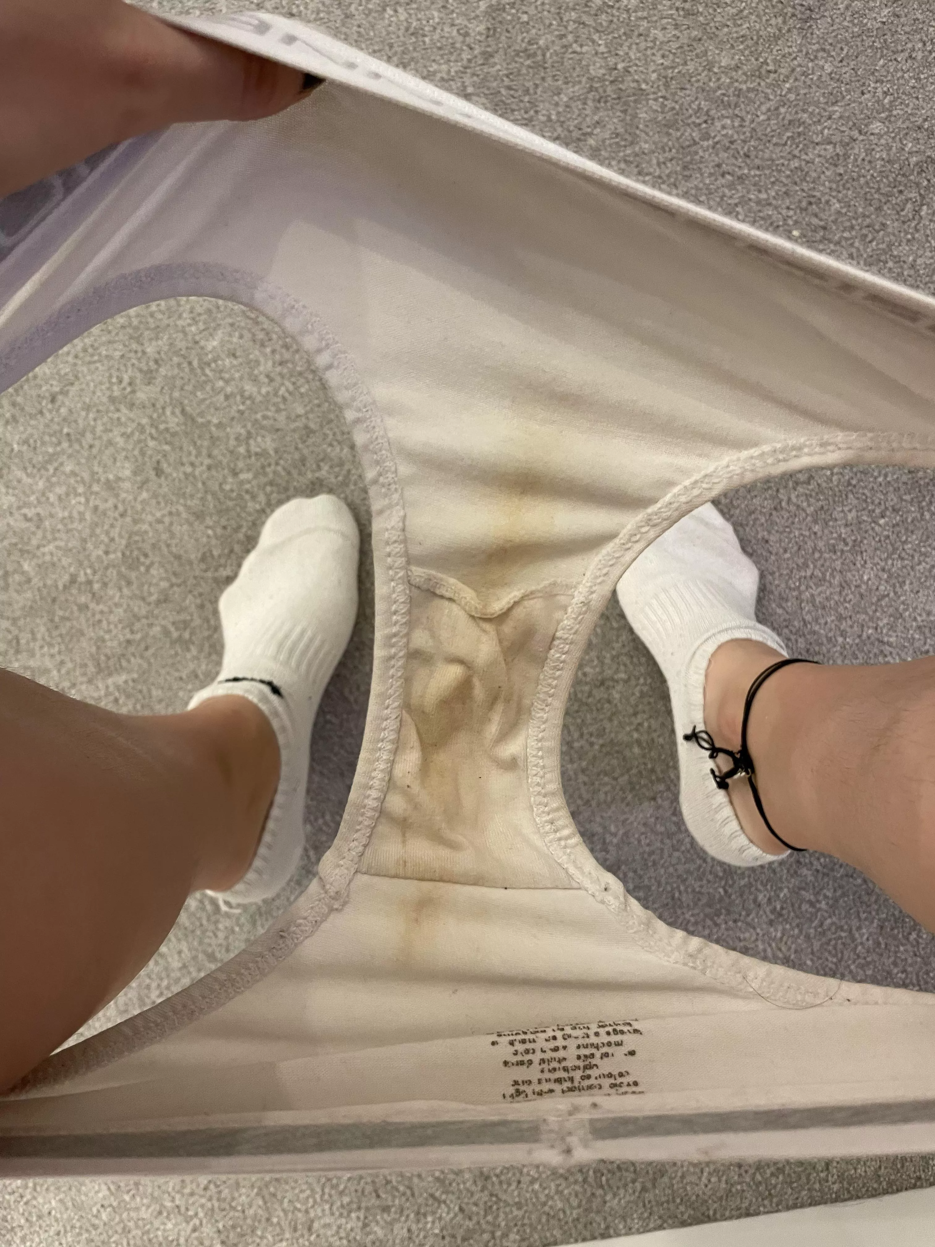 White panties show my pussy juice the best