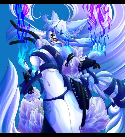 'Fury of the Arctic Wolf' - Artwork by me, of my OC Kvae!