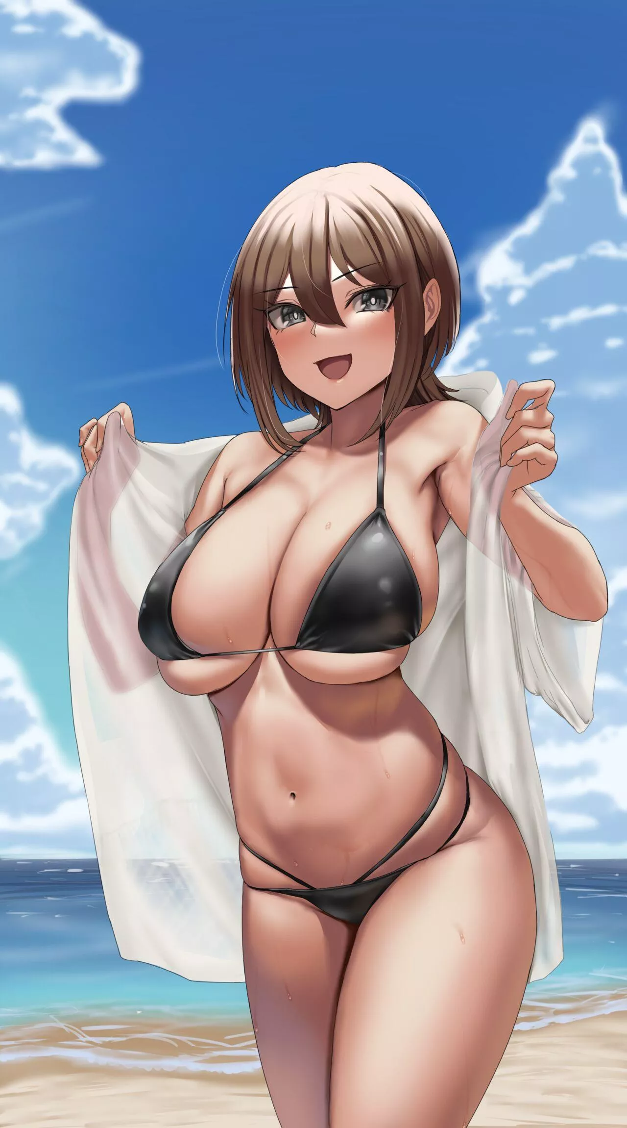 Showing off her swimsuit