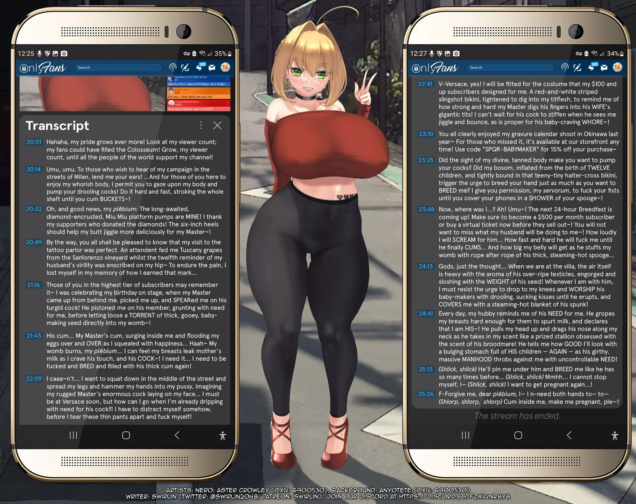 Nero Claudius Livestreams Her Day on OnlyFans [Fate] [Exhibitionism] [Voyeurism] [Impregnation] [Breeding] [Series] [Male Viewer] [Hetero]