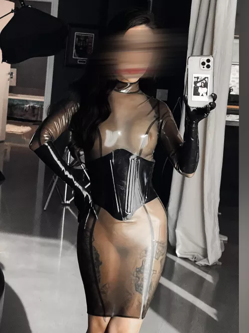 Obsessed with this latex corset dress.