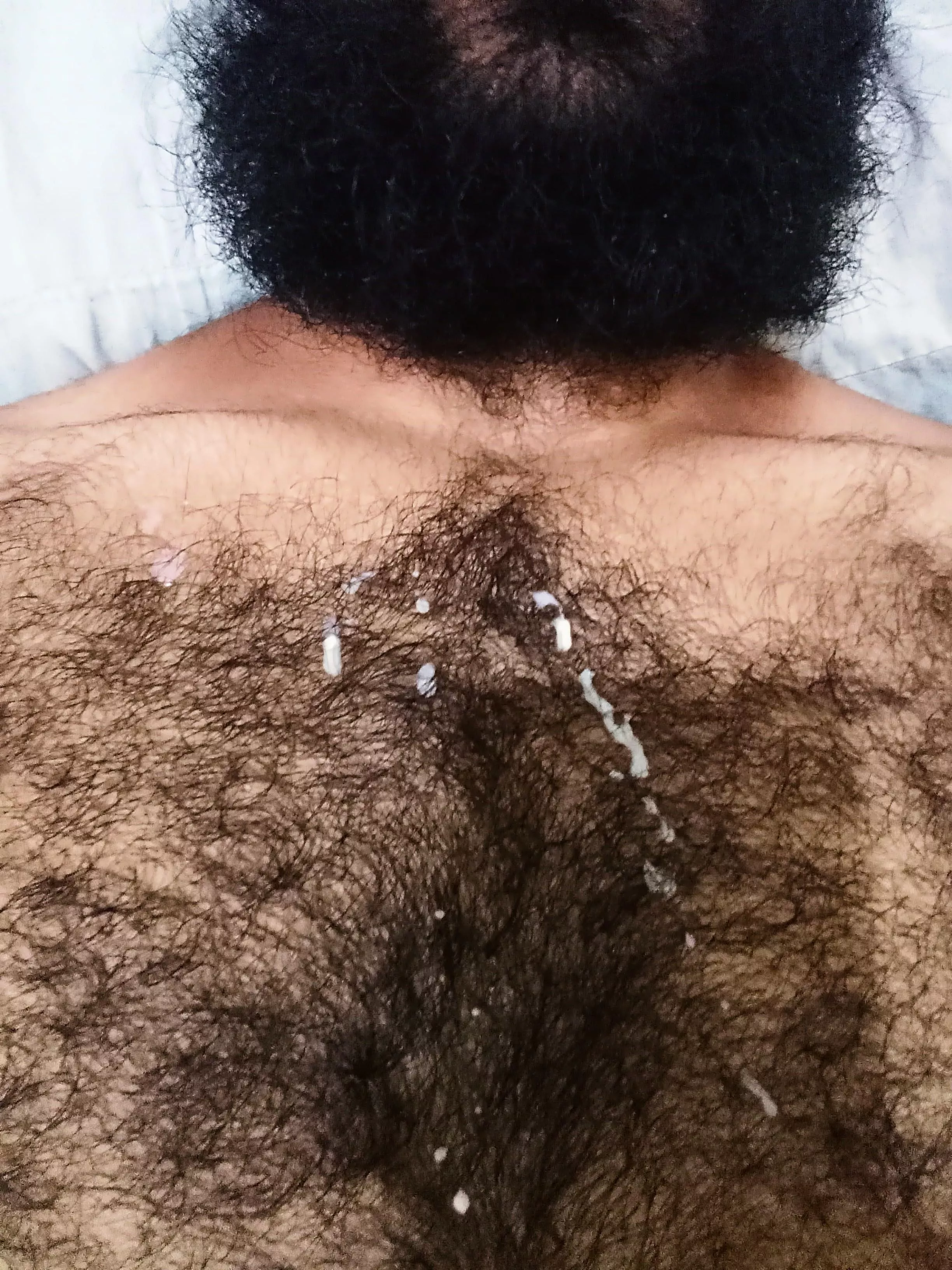 There's something better than cum on your own hairy chest?