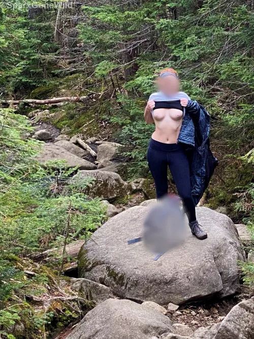 Flashing on the public hiking trail