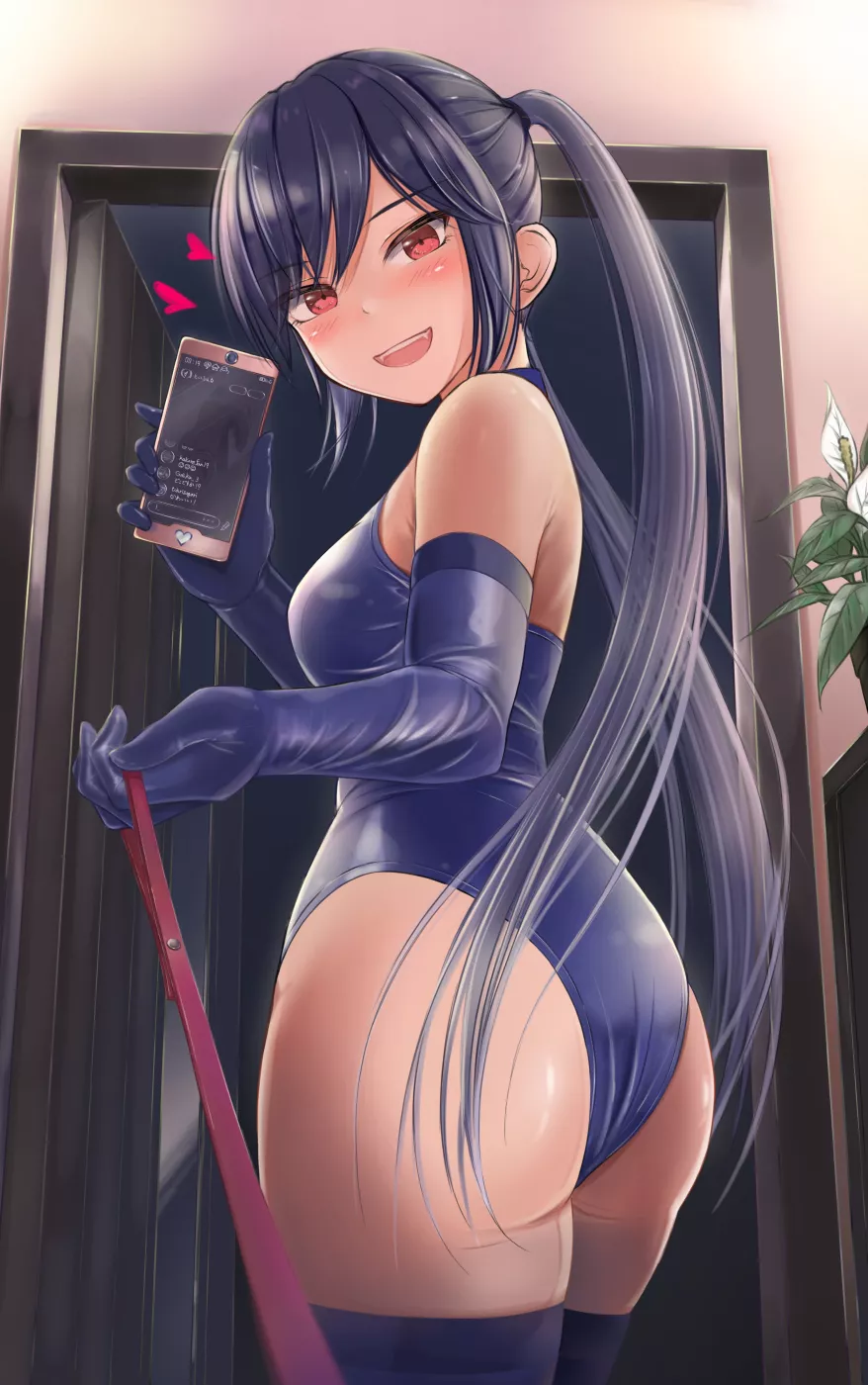 Taking her little pet out on a walk