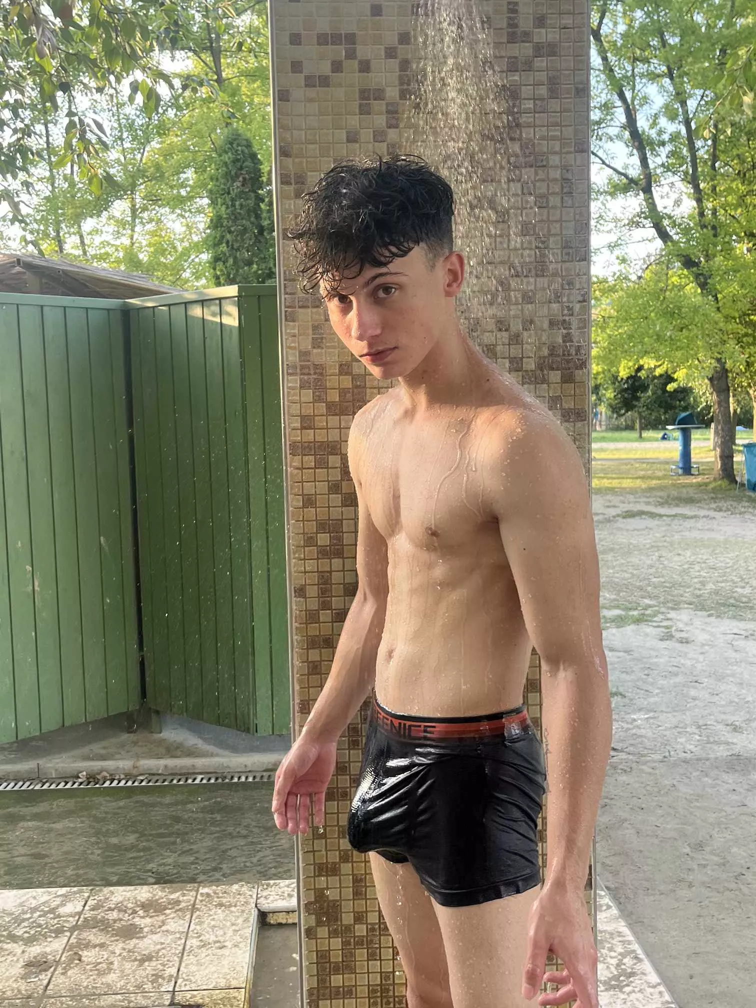 Would you take a shower with me in my underwear?