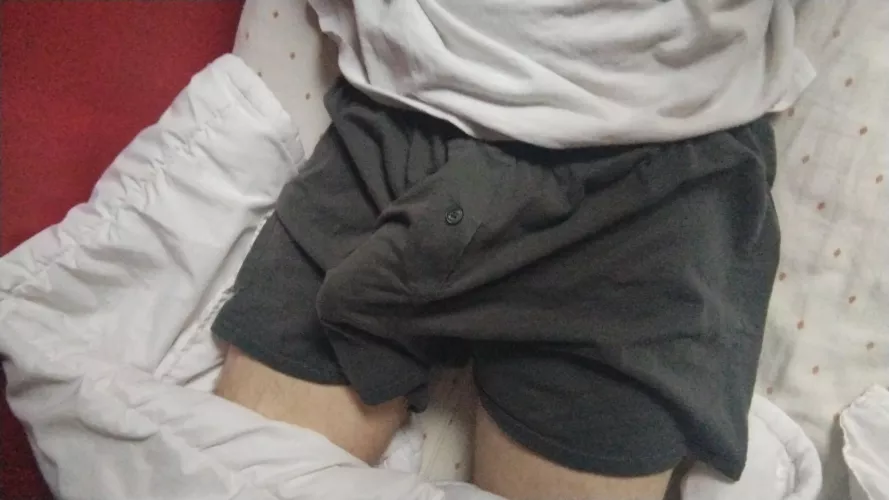 Would you wanna wake up to me half hard in my shorts~?