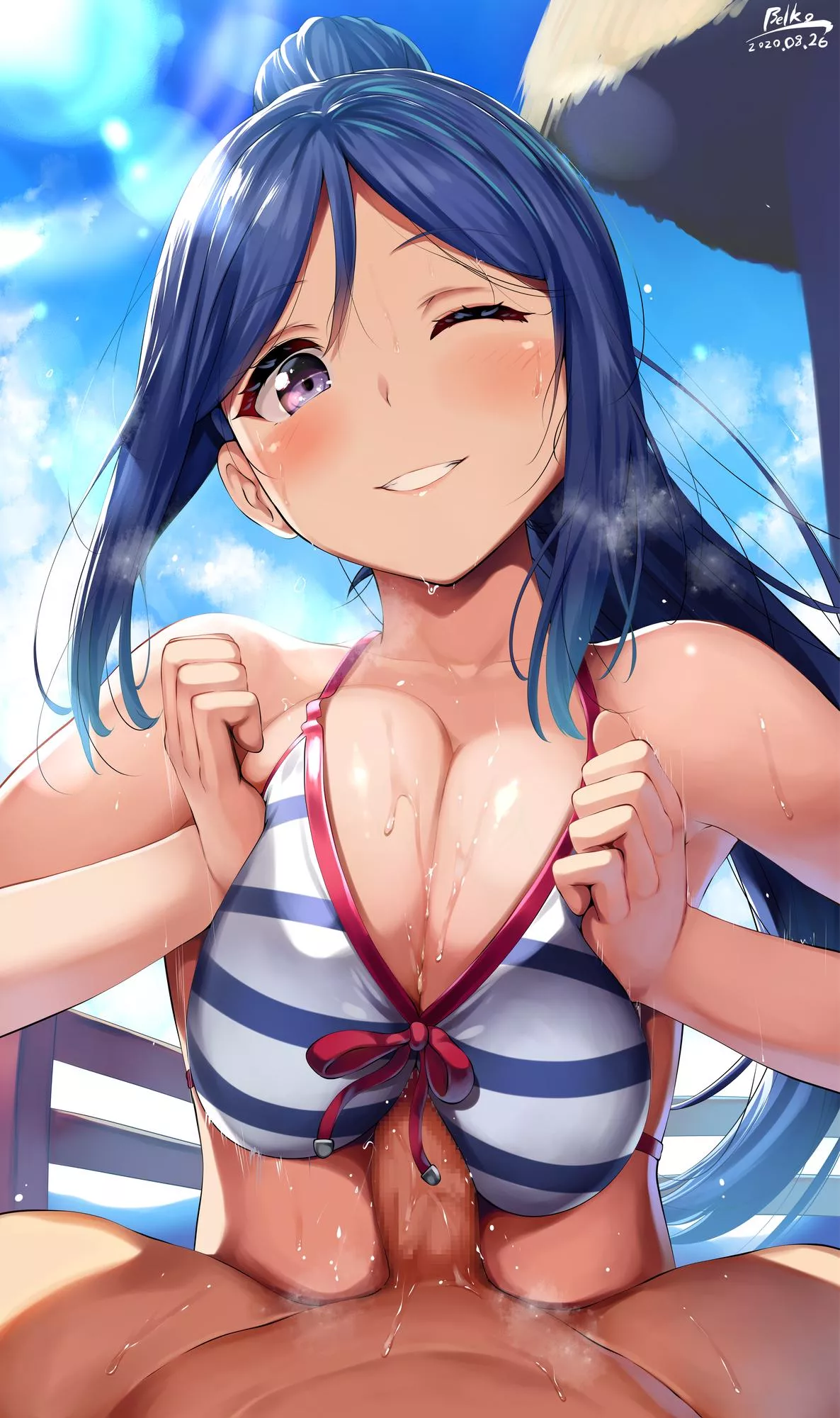 Matsuura Kanan Tried her Best to Give an Unforgettable Paizuri during Summer Break [Love Live!] (Belko)