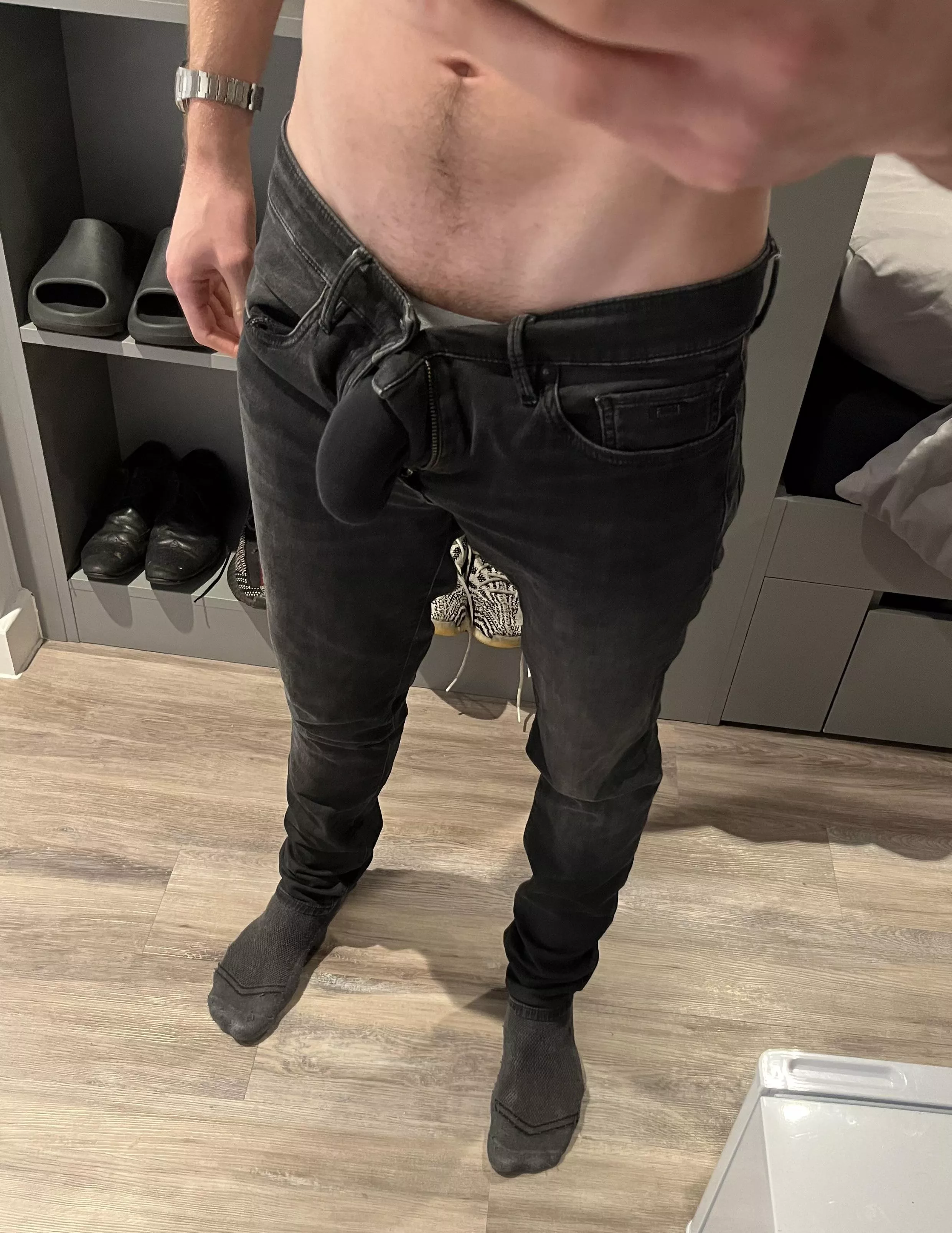 Poking out