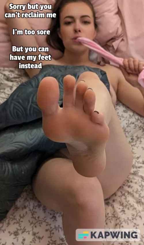She's too sore after fucking her bull but you can have her feet
