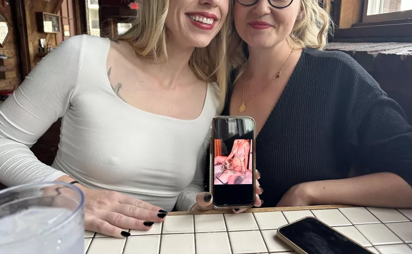 Showing her husband what we got up to on girls night!