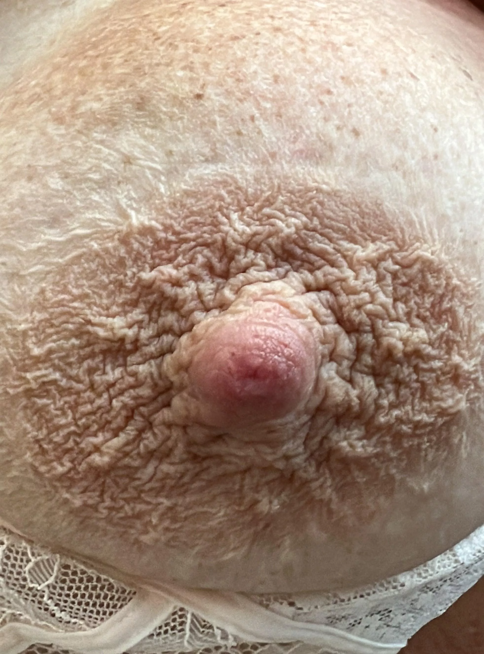 Excited nipple ready to be sucked on.