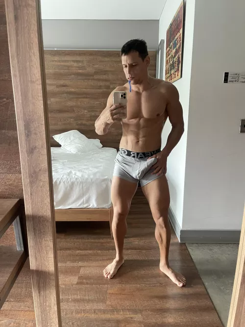 Gray underwear looks good 👍 😏