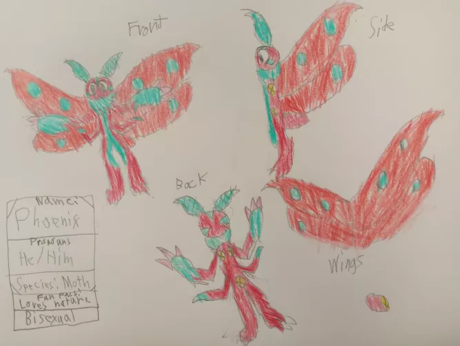 Heres my fursona, his name is Phoenix and he is a moth