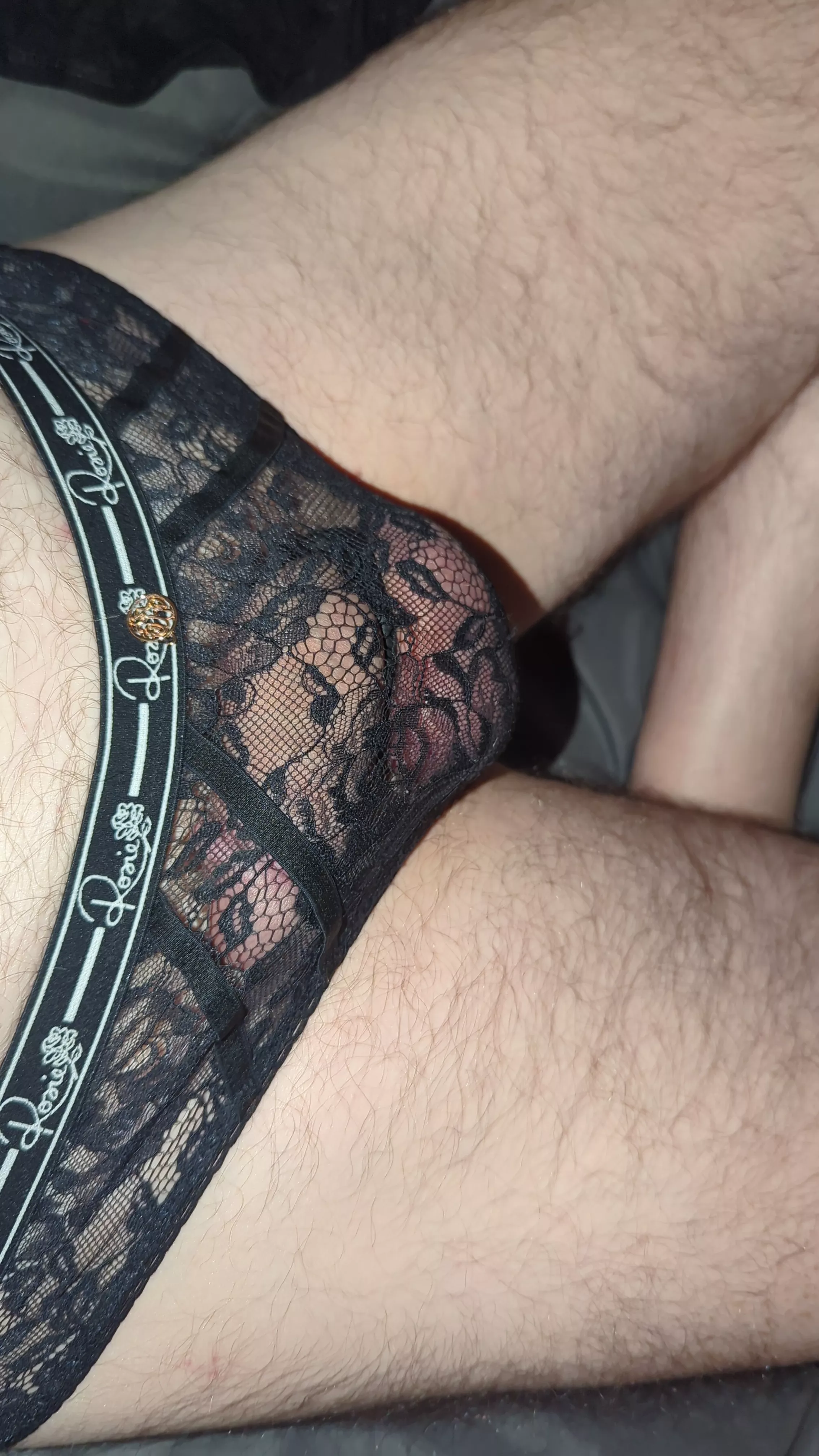 My bulge in black lace