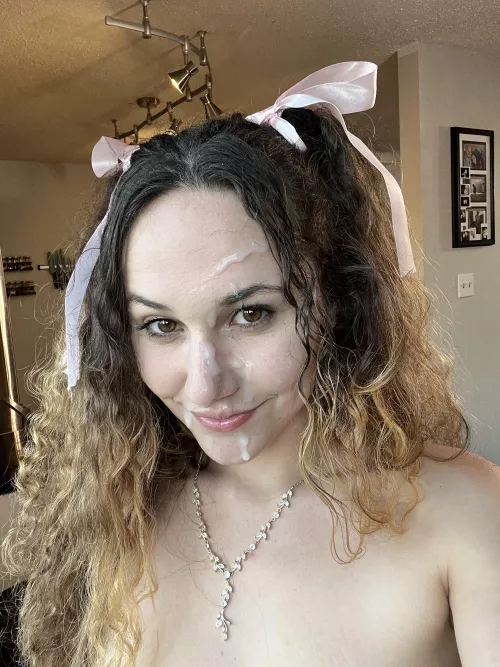 Nothing like getting you're makeup done just to have him add another layer! Bonus cumwalk in the comments