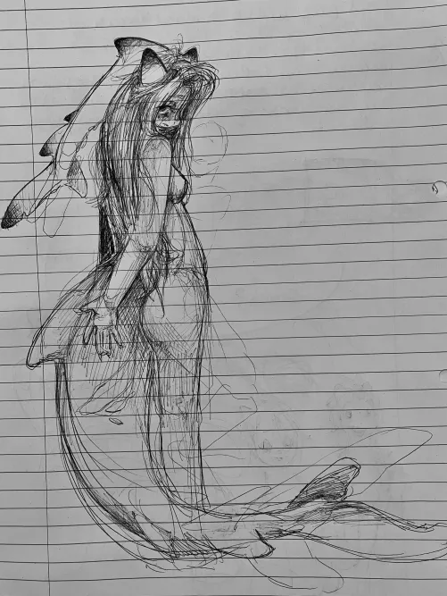 Doodle of my fursona I did in class